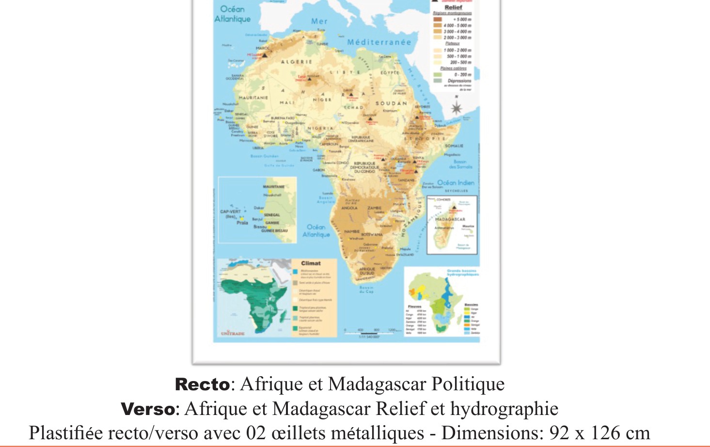 Carte de l'Afrique et Madagascar