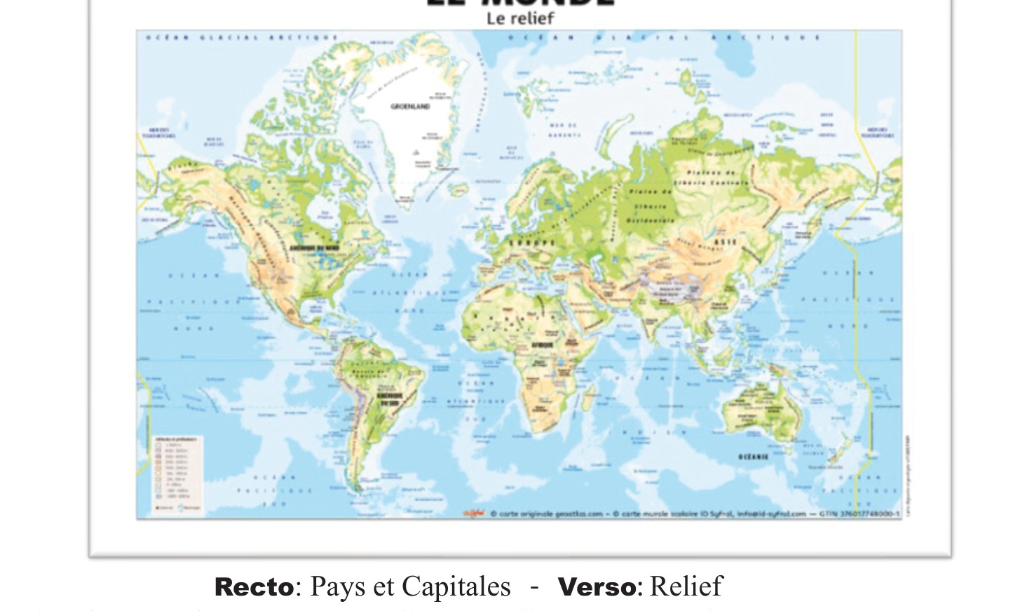 Carte du Monde — relief