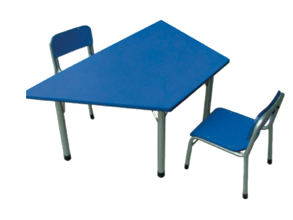 Table trapézoïdale avec 2 chaises semi-métalliques 0702-SM